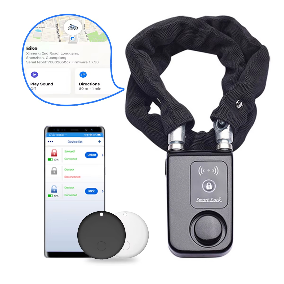 Smart Home Dashboard - 110dB Alarm Bike Chain Lock with