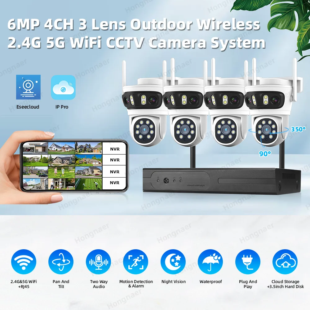 2026 Hongnaer 6MP 4CH 3 Lens 2 - огляд і ціна Security Ip Camera